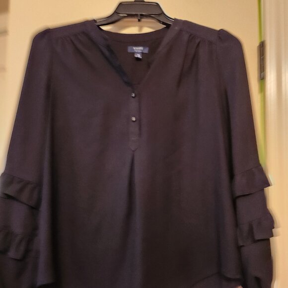 KARI BLACK SHEER TOP - Picture 1 of 4
